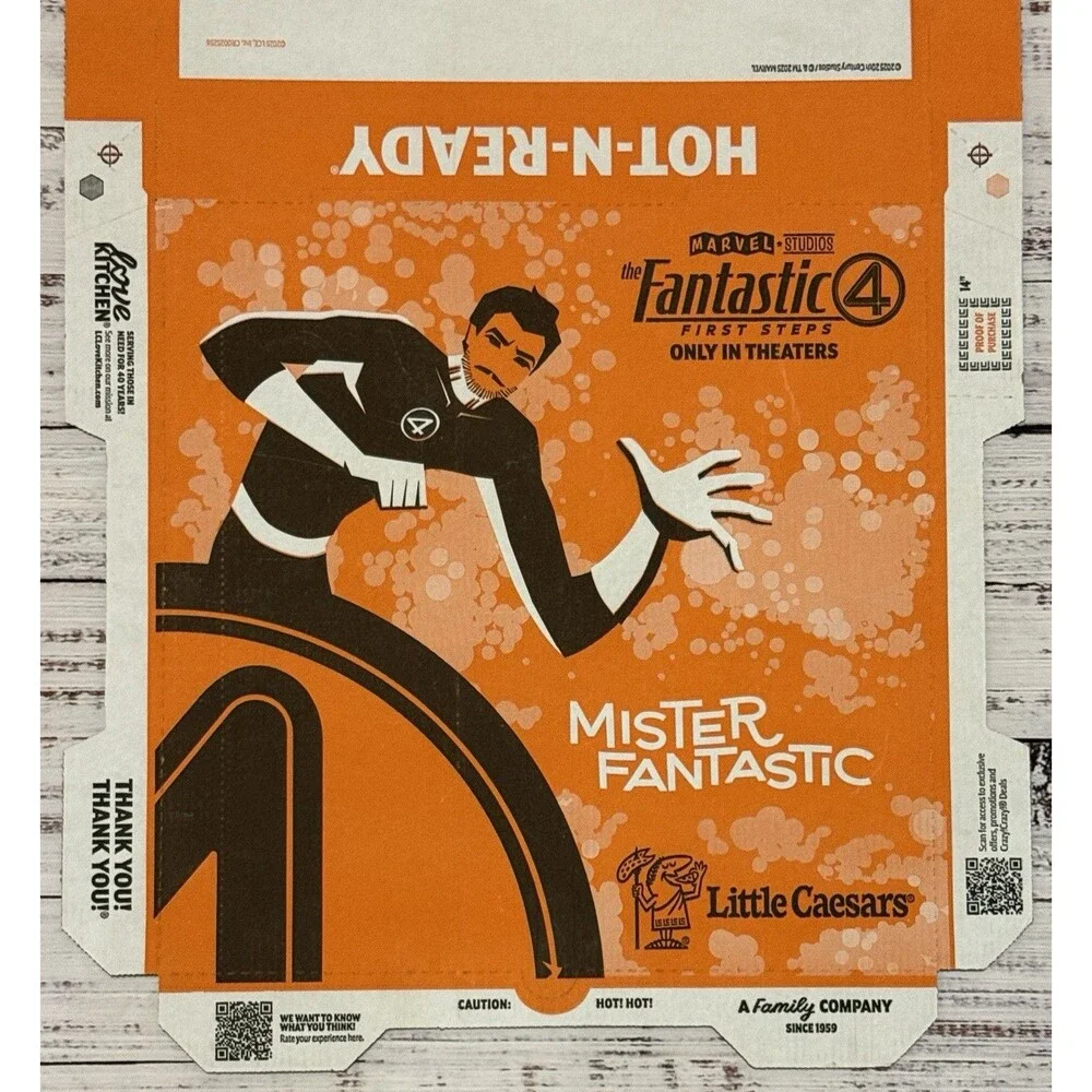 Fantastic Four Little Caesars Pizza Box – Mr. Fantastic Art Deco Design New